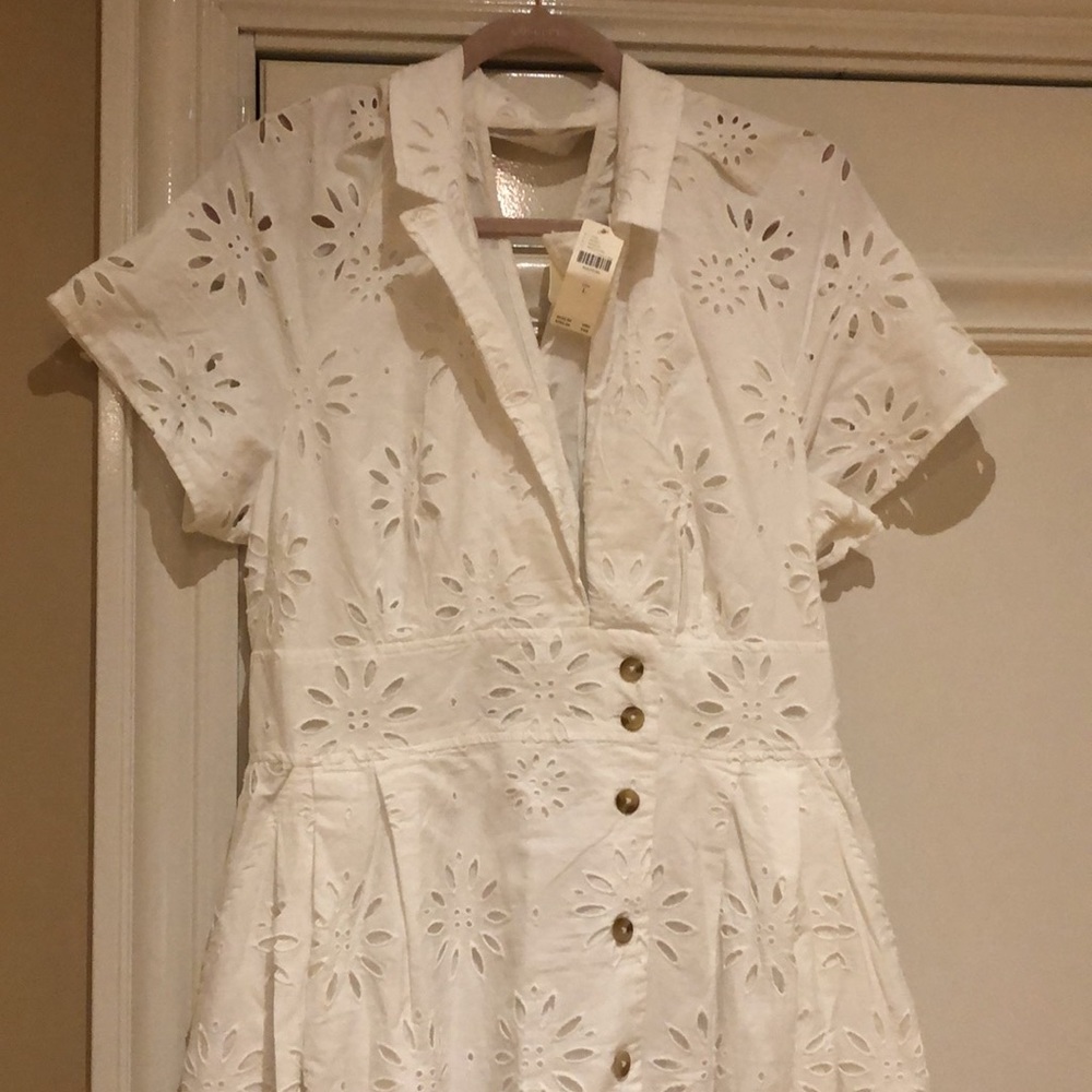 Anthropologie White Eyelet Midi Dress - Picture 4 of 7